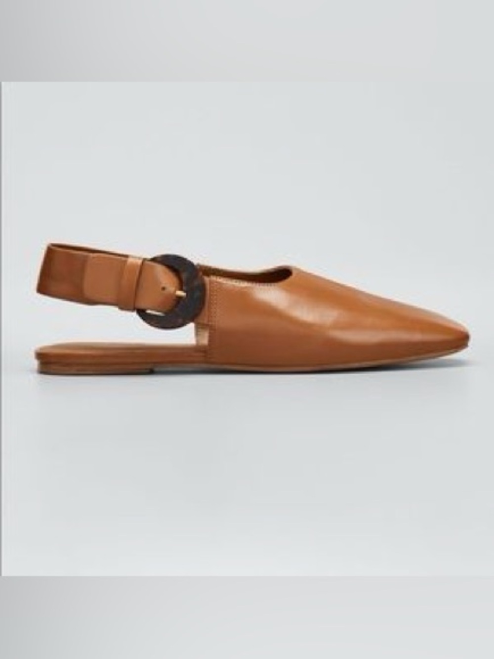 Vince Cadot Leather Slingback Flats Peanut Brown Tortoise Buckle Size 9.5
